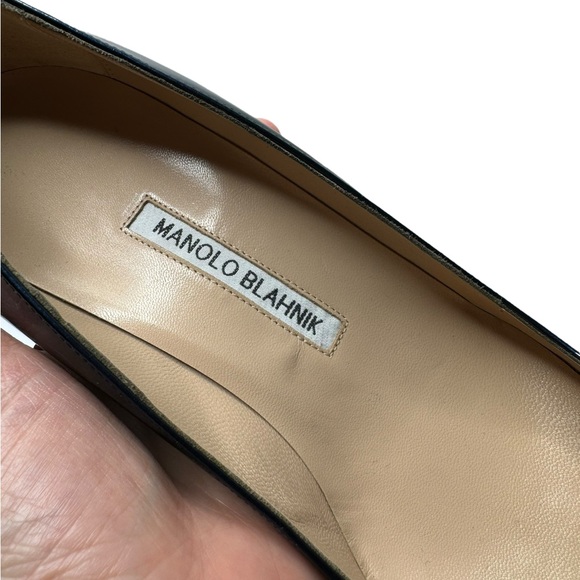 Manolo Blahnik | BB 50 Kitten Heel Pumps Navy Metallic Patent Leather 39.5 NEW - Picture 10 of 15